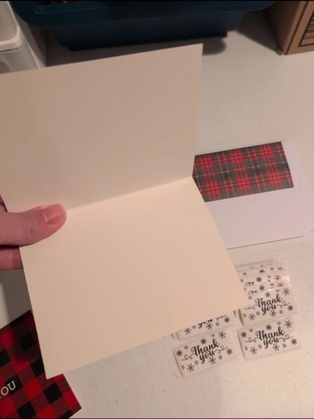 Pair of Christmas And Winter Thank You Cards And Stickers